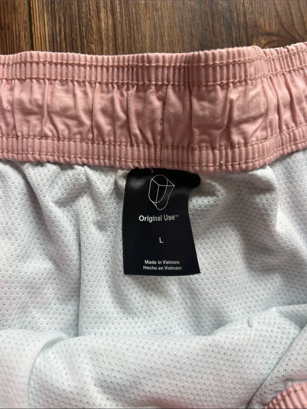 Original Use Pink and White Mesh Lined Shorts